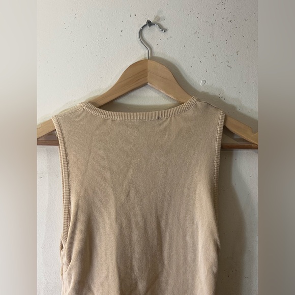 Lioness Military Minds Mini Dress in a camel color with ruched sides - Picture 14 of 16